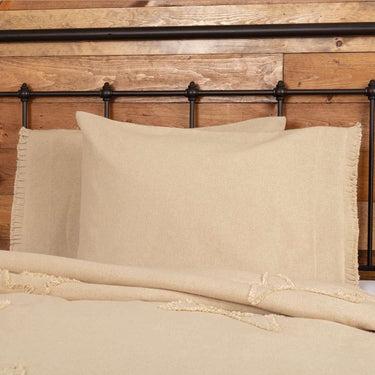 Burlap Vintage Standard Pillow Case w/ Fringed Ruffle Set of 2 21x30 VHC Brands - The Fox Decor